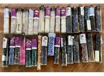 34 Tubes Of Bugle Beads - Iridescent - White - Clear - Assorted Colors - Blue Moon - Bead Treasures & More