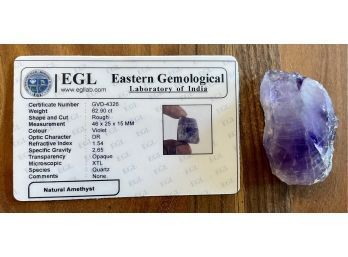 EGL Of India Certified Violet Natural Amethyst Stone