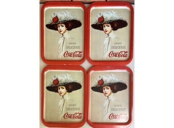 (4) 1971 Coca Cola Rectangular 10.75' X 14.75' Metal Trays (1 Of 2)