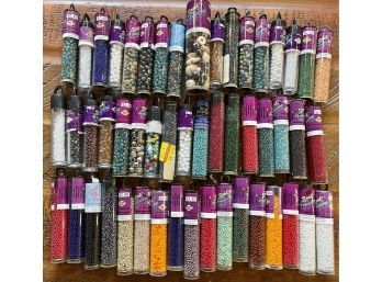 51 Tubes Of Beads - Seed Beads - Bone Beads  - Metal Mix - Assorted Colors And Sizes - Treasure - Blue Moon