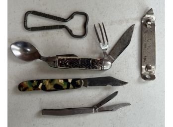 Kent & Colonial Pocket Knives With (2) Coors Bottle Openers And Stainless Pocket Knife (AS IS)