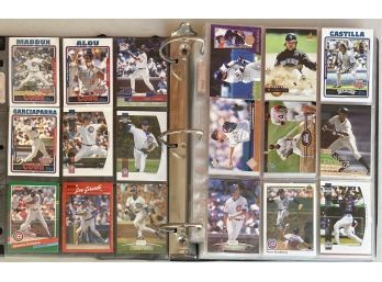 Binder With (8) Complete Pages Of MLB Cards - Donruss TeamHeroes, Topps, Upper Deck, & More