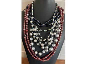 Collection Of Vintage Jewelry Necklaces - Lia Sophia - Art Glass Beads - Multi Strand And More