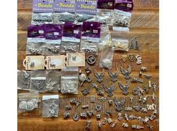 Collection Of Metal Charms - Harley Davidson - Motorcycles - Eagles - Tube Beads - Hematite & More