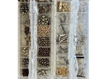 A Large Lot Of Silver Tone And Gold Tone Metal Decorative Beads For Jewelry Making Including Stones