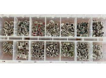 Large Collection Of Swarovski And SIlver Tone Metal Double And Single Strand Beads Asst Colors Jewelry Making