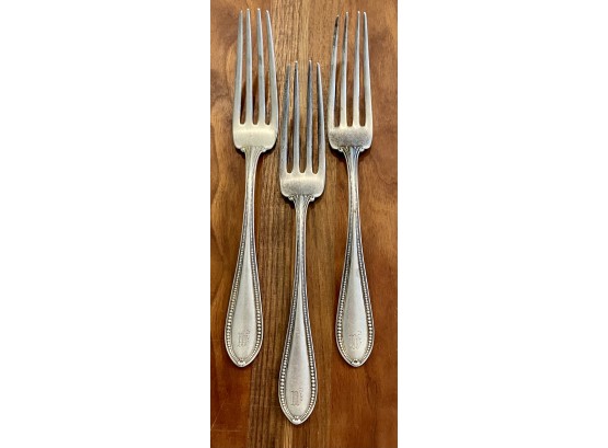 (3) International Silver Company Vintage Sterling Silver Dinner Forks 7' Long Total Weight 144 Grams