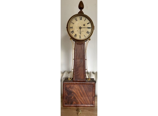 1800's  Weight Driven William Grant & Co Boston Mahogany And Metal Banjo Clock (as Is)