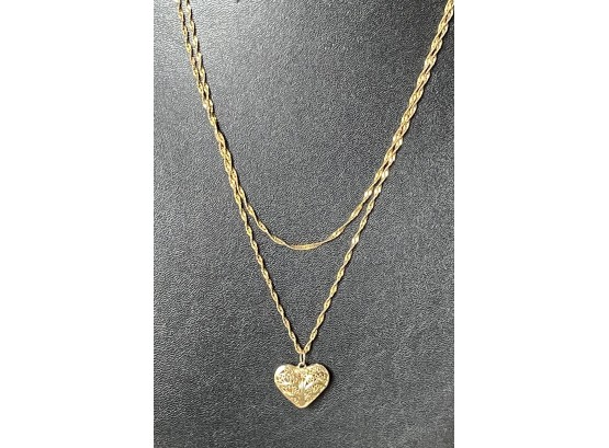 Vintage Milor Italy 14k Gold Chain With Heart Pendant - Weighs 8.4 Grams Total