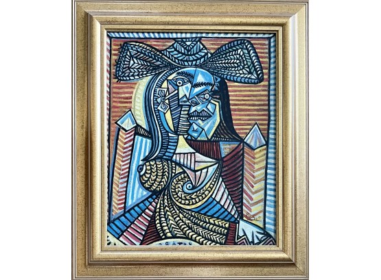 Vintage Oil Painting Reproduction Picasso With Gold Frame