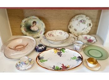 Large Lot Of Antique Porcelain And Depression Glass - Limoges France, Crown, Shrave Crump, And More