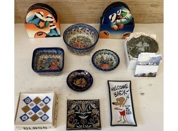 Unikat M. Starzyk Made In Poland Pottery, Limoges Tray, Art Deco Trays, Mid Century Modern Coasters