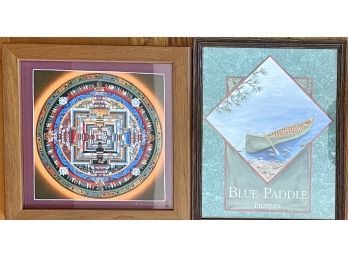 Tibetan Buddhist Mandala Of Ohm Wheel Of Time Print Napal B.K. Lama And A Blue Paddle Pilsener Print