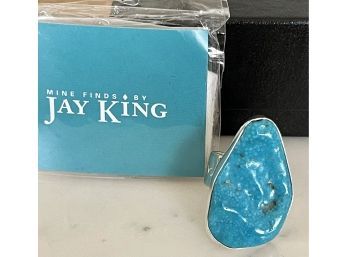 Finds By Jay King Sterling Silver And Turquoise Ring In Original Box With Paperwork Size 7.25
