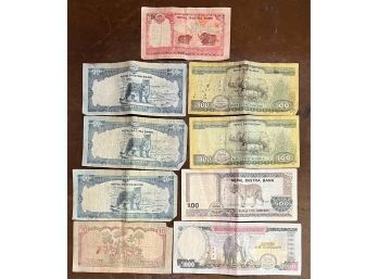 (9) Assorted Vintage Rostra Bank Bills -  1865 Rupees From Nepal