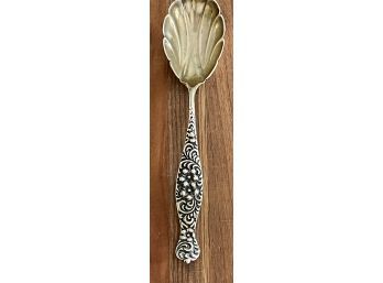 Duhme Co Sterling Silver Repousse Sugar Spoon Measures 6' Long And Weighs 32 Grams