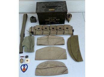 WWII Collection - 5.56mm Ammo Box, Side Caps, Belts, Pins, And Ammo Belt