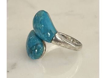Whitney Kelly Turquoise And Sterling Silver Ring Size 6.5