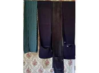 (4) Scarves - (2) Snuggler Thinsulate, (1) Green Wool Ireland Arancrafts Crochet