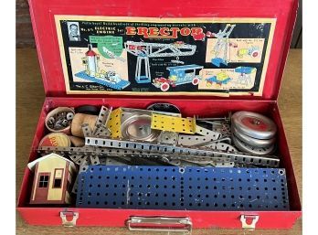 Vintage Erector No. 6.5 Electric Engine Set By A.C. Gilbert Co With Manual And Box
