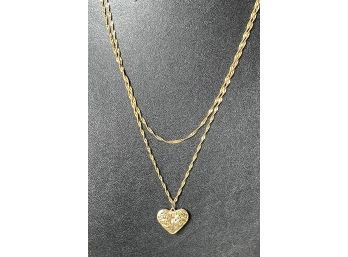 Vintage Milor Italy 14k Gold Chain With Heart Pendant - Weighs 8.4 Grams Total