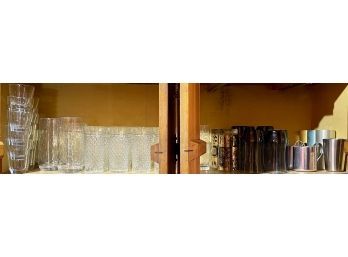 Large Collection Of Drinking Glasses - Mid Century Modern, Smirnoff, Mule, Diamond And Swirl Glasses (as Is)