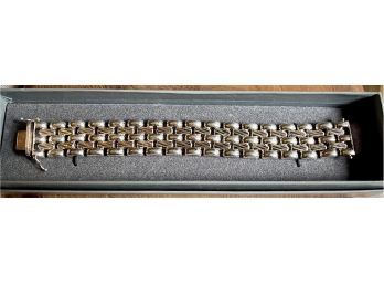 Sterling Silver Panel Link Bracelet - Weighs 46.4 Grams