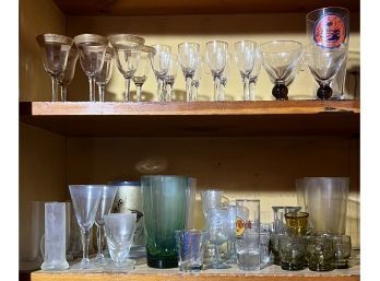 Large Lot Of Bar Glass Including Aperitif, Shot, Whiskey Glasses And More