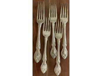 Gorham Sterling Silver Melrose Forks (4) Salad Forks And (1) Dinner Fork Total Weight 244 Grams