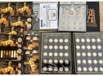 Complete Lincoln Collection Pennies (2) Sets 2009 - 2010 And A 50 States Quarter Collection.
