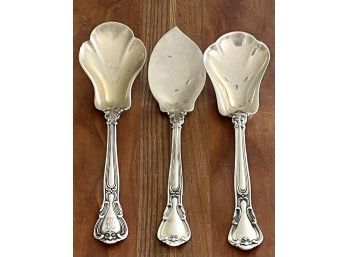 (3) Gorham Sterling Silver Chantilly Jelly And Serving Spoons 6' Long Total Weight  90 Grams