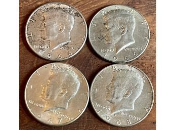 (4) Kennedy Silver Half Dollar Coins - 1964, 1966, 1967, 1968