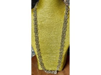 Vintage Long Sterling Silver Link Necklace - Weighs 58.4 Grams Total