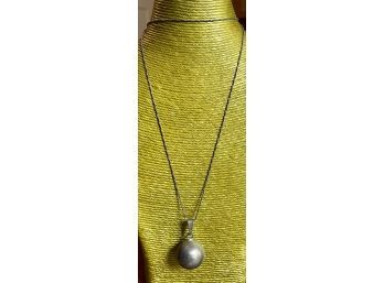 Vintage Sterling Silver Musical Chime Sphere Ball Pendant With Sterling Silver Chain - Weighs 23.7 Grams