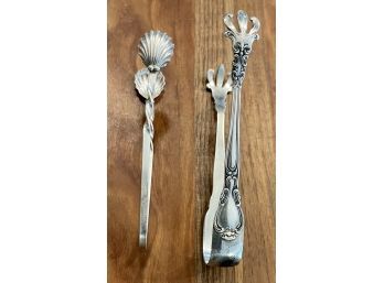 (2) Pair Of Sterling Silver Sugar Tongs (1) Gorham Chantilly And (1) Shell Pattern Total Weight 30 Grams
