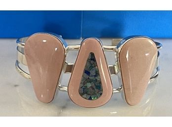 Jay King Sterling Silver Pink Rhodonite And Opal Cuff Bracelet IOB - Weighs 27.2 Grams