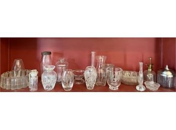 Collection Of Crystal And Etched Glass Vases, Bowls, And Jars - Kalite Kontrol, Violetta, Etched, And More