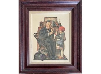 Vintage Norman Rockwell Canvas Print Doctor And Doll In Wood Frame