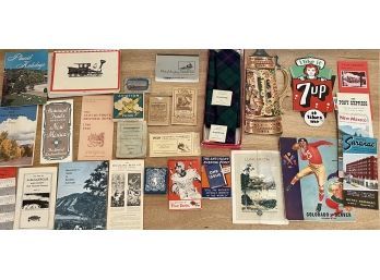 Collection Of Vintage Ephemera - Maps, 1937 Football Schedule, 7-up, 1966 Guide To Boulder, And More