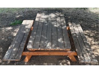 Vintage Wooded Single Piece Out Door Picnic Bench