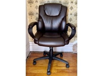 Brown Faux Leather Adjustable Height Office Chair