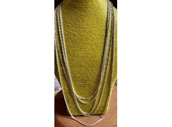 (3) Sterling Silver Rope And Chain Link Necklaces Made In Milor Italy - Weighs 47.3 Grams