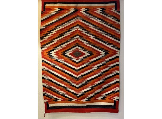 48x72 Inch Antique Early Transitional Eyedazzler Weaving Wool Navajo Yei Rug Circa 1880