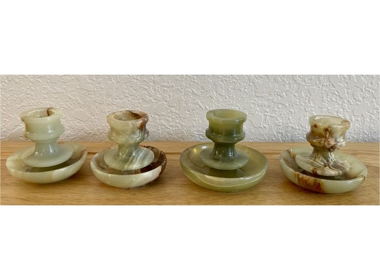 (4) Alabaster Stone Candle Holders