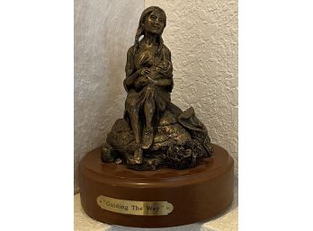 ' Guiding The Way' By M. Micheal Native American Resin Figurine On Wood Base