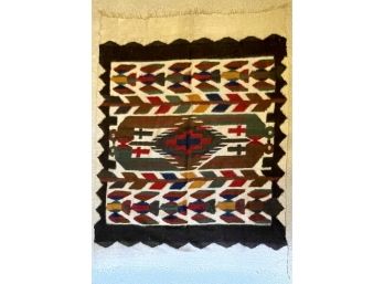 Vintage Wool Southwestern Style 60x84 Inch Blanket With Fringe