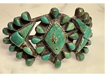 Rose Castillo Vintage Navajo Sterling Silver Turquoise Cuff Bracelet