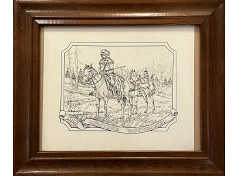Original Dave Maloney The Montana Westerner Pencil Drawing In Frame