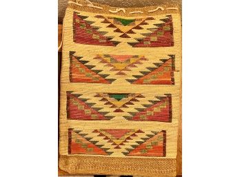 Circa 1910 Corn Husk Bag With Geometric Design And Wool Bottom