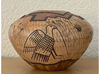 Lawrence Namoki Hopi Hisat-senom Hand Painted Carved Pot